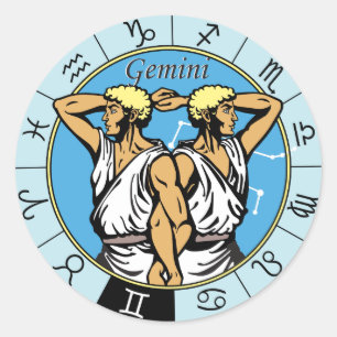 gemini astrological zodiac sign classic round sticker