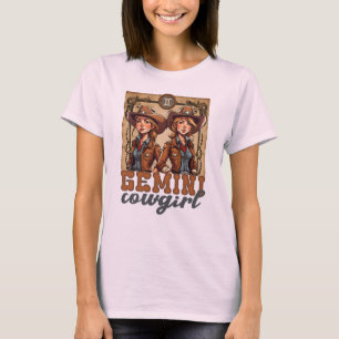 Gemini astrology birth sign zodiac cowgirl twins T-Shirt