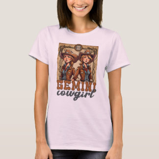 Gemini astrology birth sign zodiac cowgirl twins T-Shirt