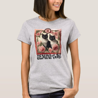Gemini astrology birth sign zodiac kitty cat twins T-Shirt