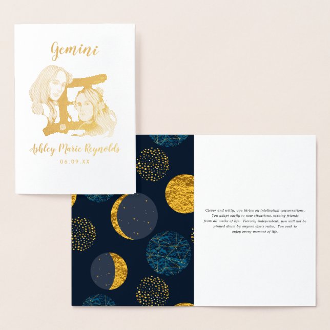 Gemini Astrology | Personalised Zodiac Sign Foil Card (Display)