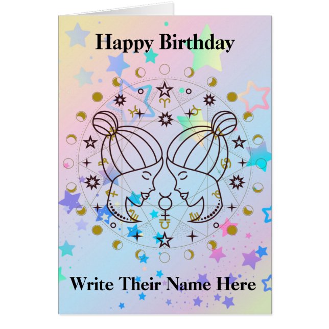 Gemini Astrology Sign Birthday Card May 21-June 20 (Front)