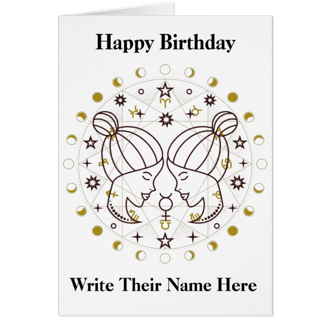 Gemini Astrology Sign Birthday Card May 21-June 20 (Front)