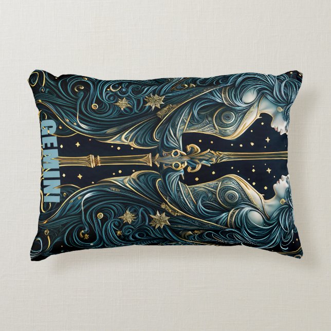 Gemini astrology sign decorative cushion (Front)