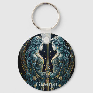 Gemini astrology sign key ring