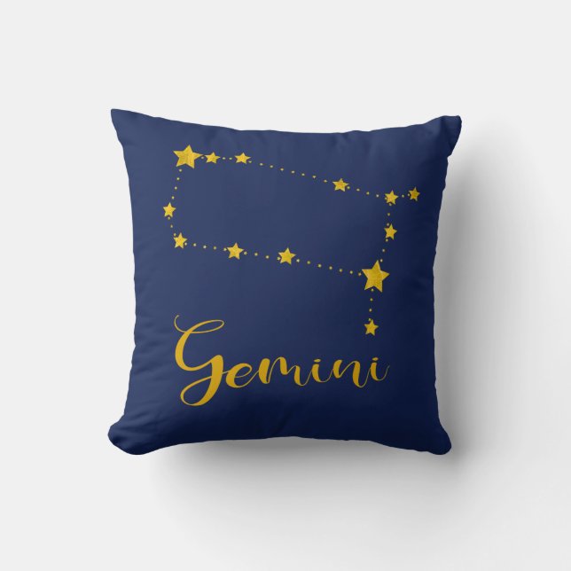 Gemini Astrology with Constellation of Stars Cushion (Front)