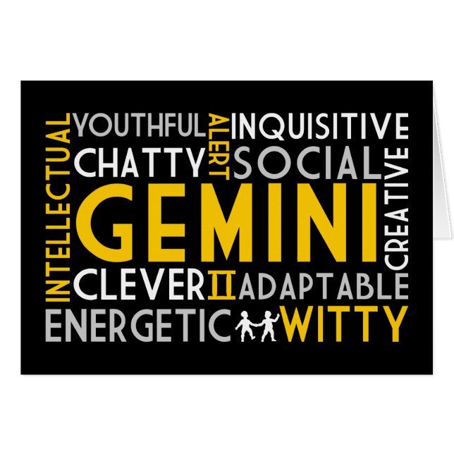 Gemini Astrology Word Collage Card (Front Horizontal)