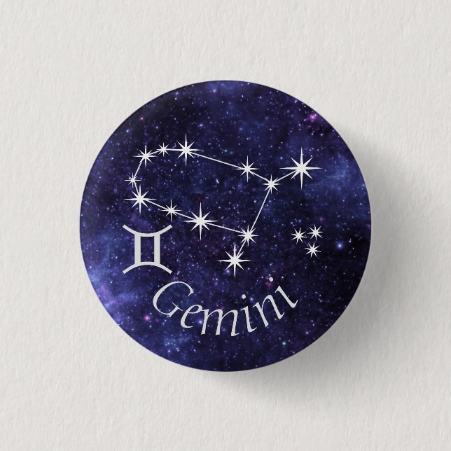 Gemini Badge, Zodiac Horoscope Badge (Front)