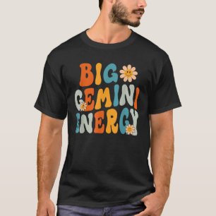 Gemini Big Energy Retro Smile Flower Zodiac Birthd T-Shirt