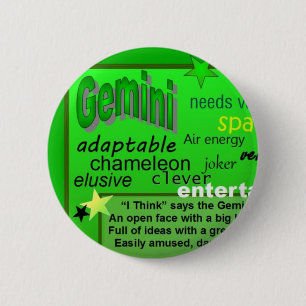 GEMINI BIRTHDAY 6 CM ROUND BADGE