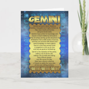 Gemini Birthday Card - Zodiac Birthday Card - Gemi
