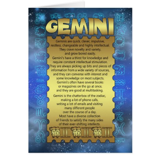 Gemini Birthday Card - Zodiac Birthday Card - Gemi | Zazzle