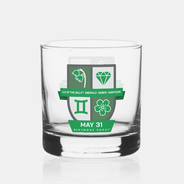 Gemini Birthday Crest™ for May 21-31 Whiskey Glass (Front)