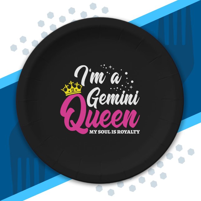 Gemini Birthday Queen Astrology Zodiac May June Paper Plate (Creator Uploaded)