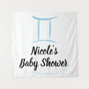 Gemini Blue Astrology Zodiac Sign Party Backdrop Tapestry