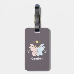 Gemini Bunnies Cuddles - Zodiac Harmony Luggage Tag