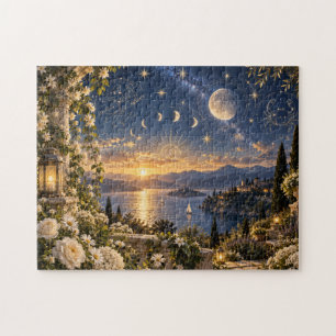 Gemini Cancer Celestial Sunset Zodiac Landscape Jigsaw Puzzle