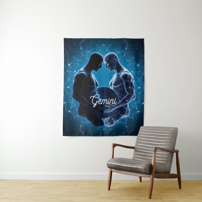 Gemini Celestial Twins Wall Tapestry (In Situ)