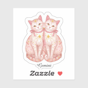 Gemini Celestial Zodiac Sticker - Twin Cats Art