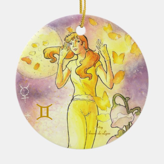 Gemini Ceramic Tree Decoration (Front)