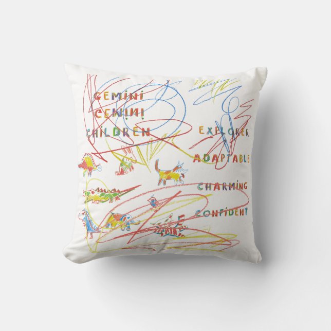 Gemini Child Astrology Zodiac Pillow (Front)