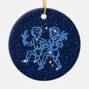 Gemini Constellation and Zodiac Sign with Stars Ce Ceramic Tree Decoration