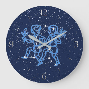 Gemini Constellation and Zodiac Sign with Stars Large Clock