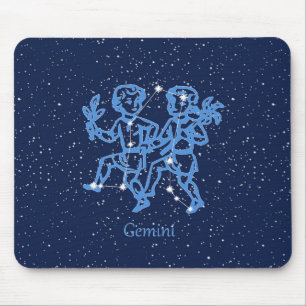 Gemini Constellation and Zodiac Sign with Stars Mouse Mat