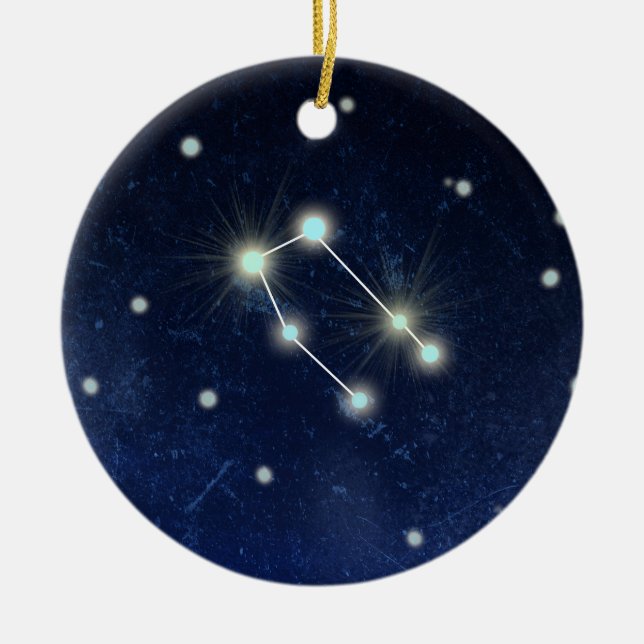Gemini Constellation | Custom Name Ceramic Tree Decoration (Front)