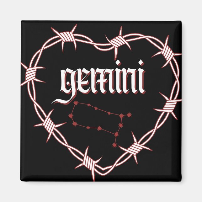 Gemini Constellation Gothic Aesthetic Barbed Wire Magnet (Front)