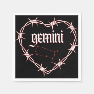 Gemini Constellation Gothic Dark Celestial Art Napkin