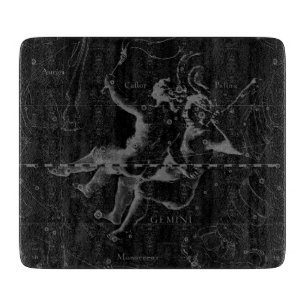 Gemini Constellation Hevelius 1690 on Black Cutting Board