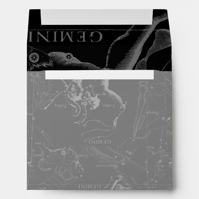 Gemini Constellation Hevelius 1690 on Black Envelope (Back (Bottom))