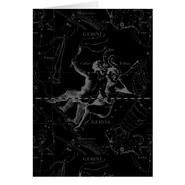Gemini Constellation Map Engraving by Hevelius (Front)
