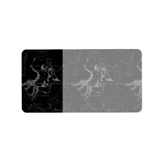 Gemini Constellation Map Engraving by Hevelius Label (Front)