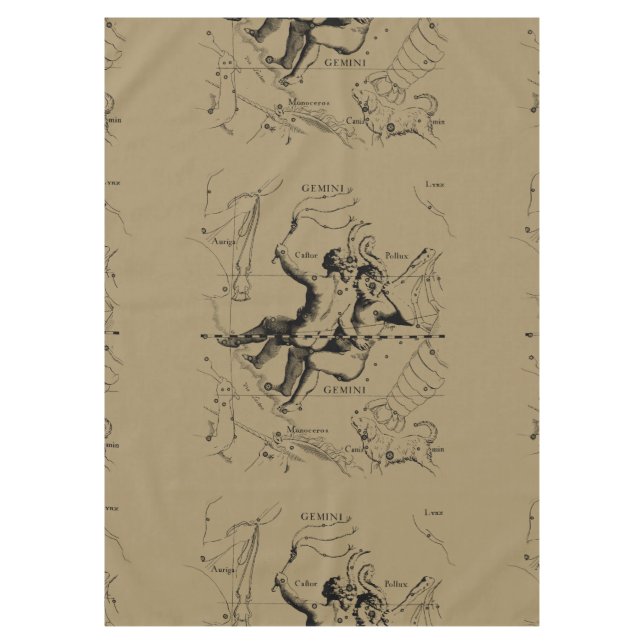 Gemini Constellation Map Hevelius circa 1690 Tablecloth (Front)