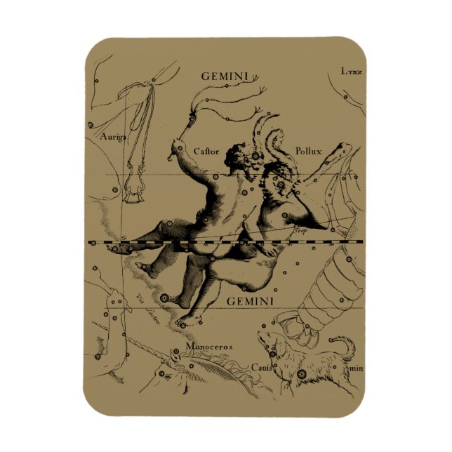 Gemini Constellation Zodiac Hevelius 1690 Magnet (Vertical)