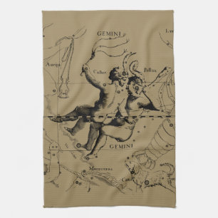 Gemini Constellation Zodiac Hevelius 1690 Tea Towel