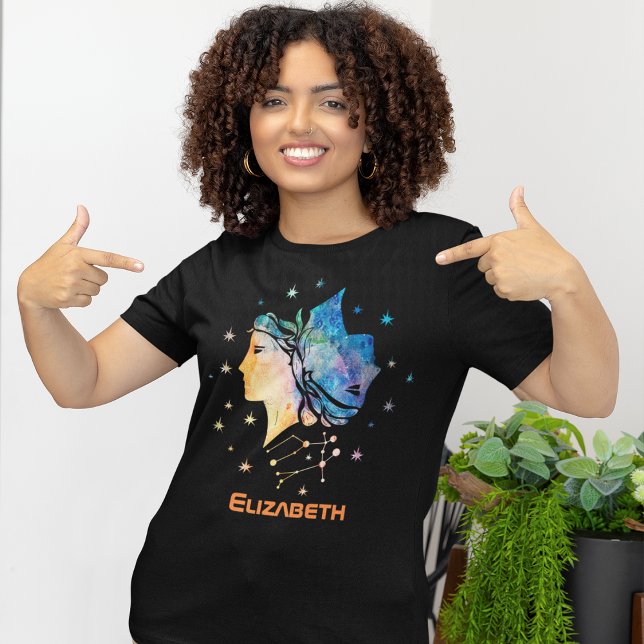 Gemini Constellation Zodiac Watercolor Star Galaxy T-Shirt (Creator Uploaded)