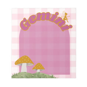 Gemini Cottagecore Whimsical Fairy Mushroom Design Notepad
