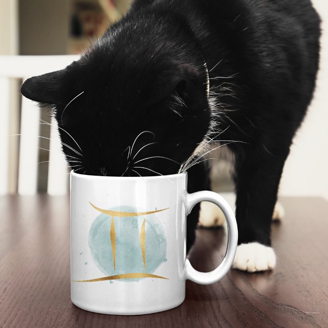 Gemini Customisable Watercolor Zodiac Design Coffee Mug (Creator Uploaded)