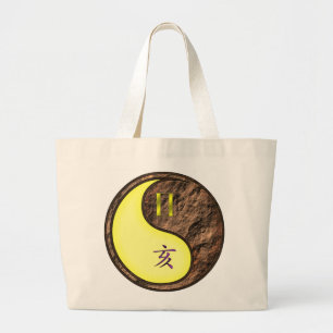 Gemini & Earth Boar Large Tote Bag