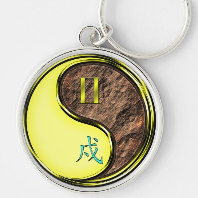 Gemini & Earth Dog Key Ring (Front)