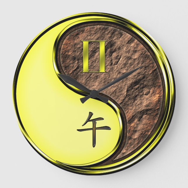 Gemini & Earth Horse Large Clock (Front)