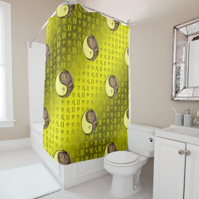 Gemini & Earth Monkey Shower Curtain (In Situ)