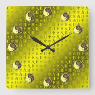 Gemini & Earth Monkey Square Wall Clock