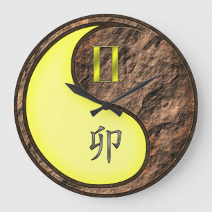 Gemini & Earth Rabbit Large Clock