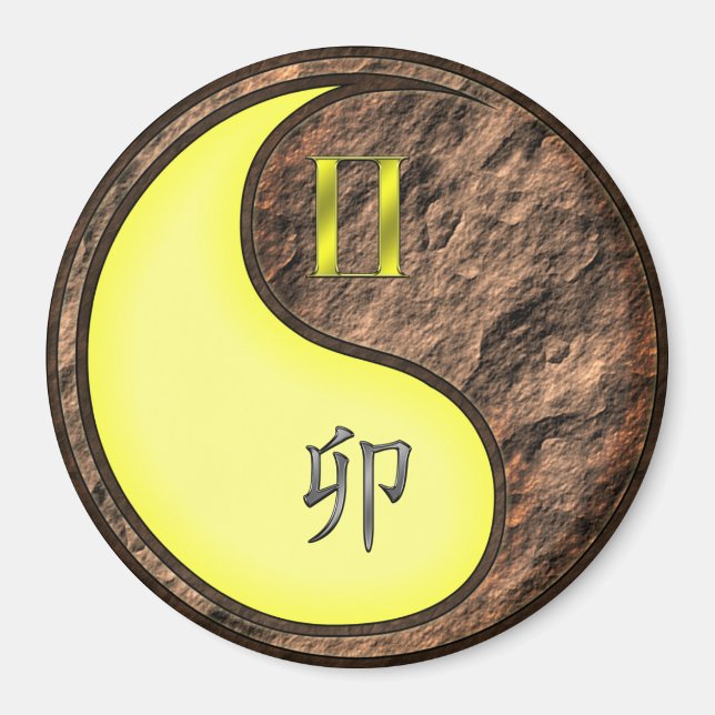 Gemini & Earth Rabbit Magnet (Front)