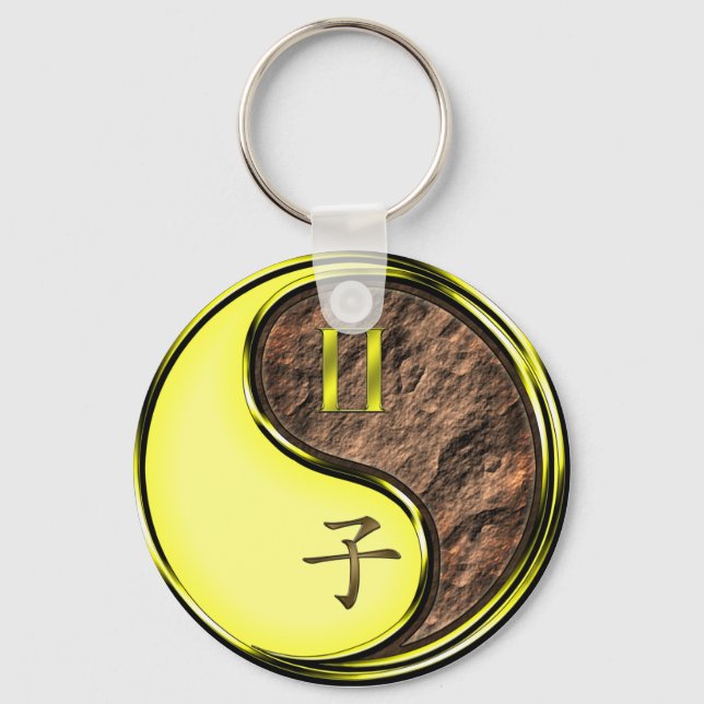 Gemini & Earth Rat Key Ring (Front)