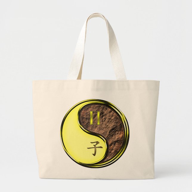 Gemini & Earth Rat Large Tote Bag (Front)